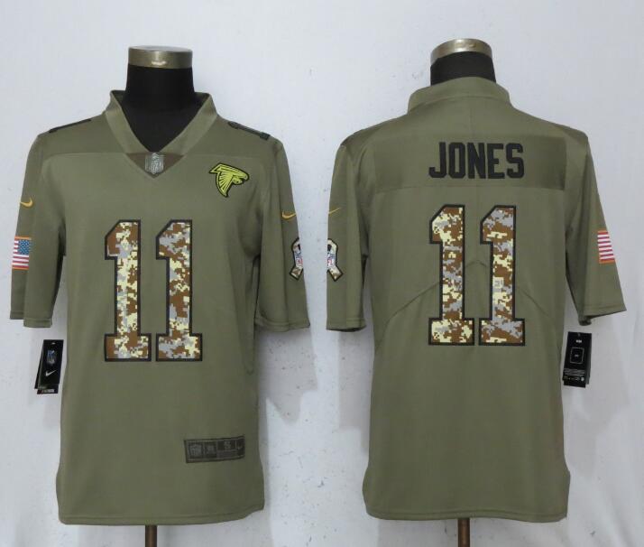 Men Atlanta Falcons #11 Jones Olive Camo Carson 2017 Salute to Service Limited Nike NFL Jerseys